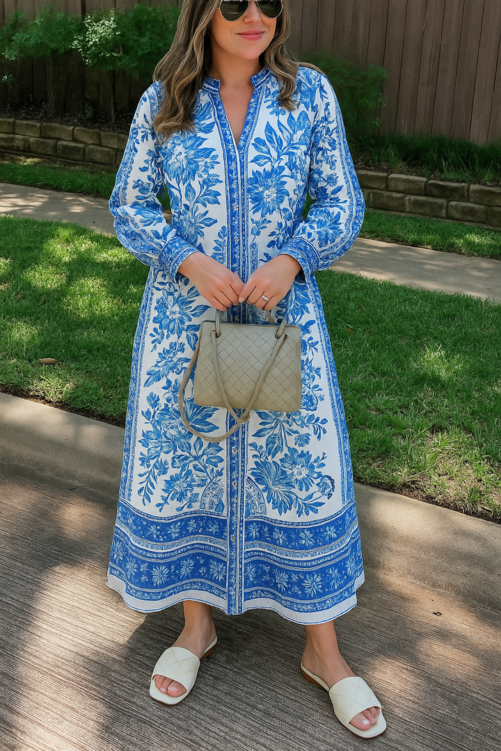 Nancy - Floral Button Shirt Dress