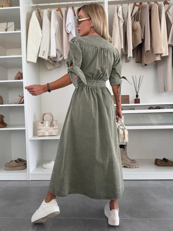 Karla - V-Neck Button Dress
