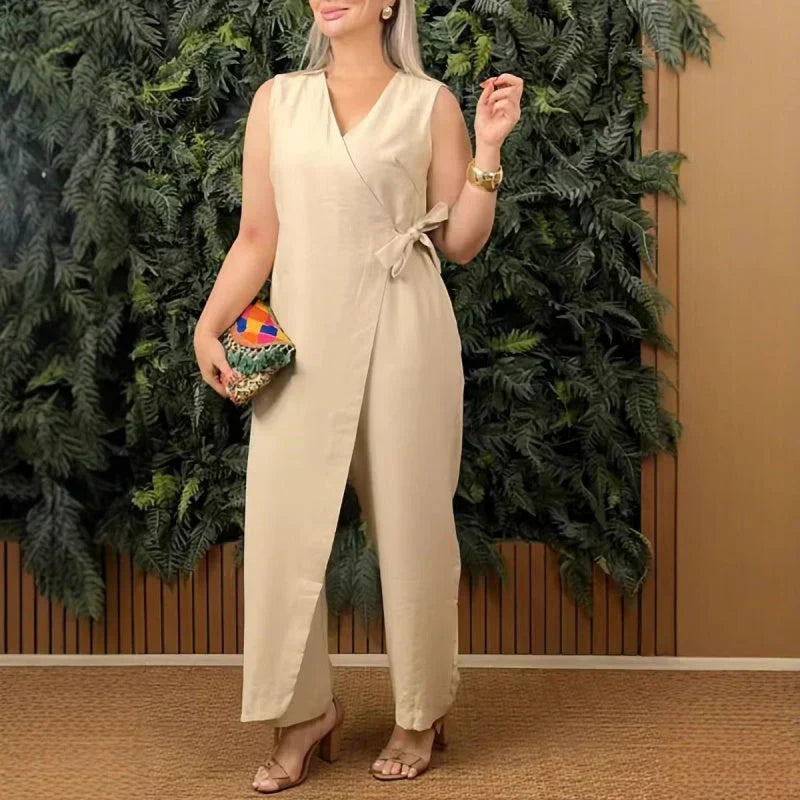 Celia - Sleeveless Side Ribbon Jumpsuit