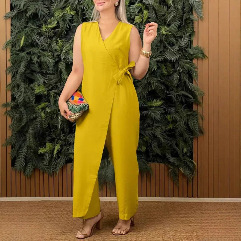 Celia - Sleeveless Side Ribbon Jumpsuit